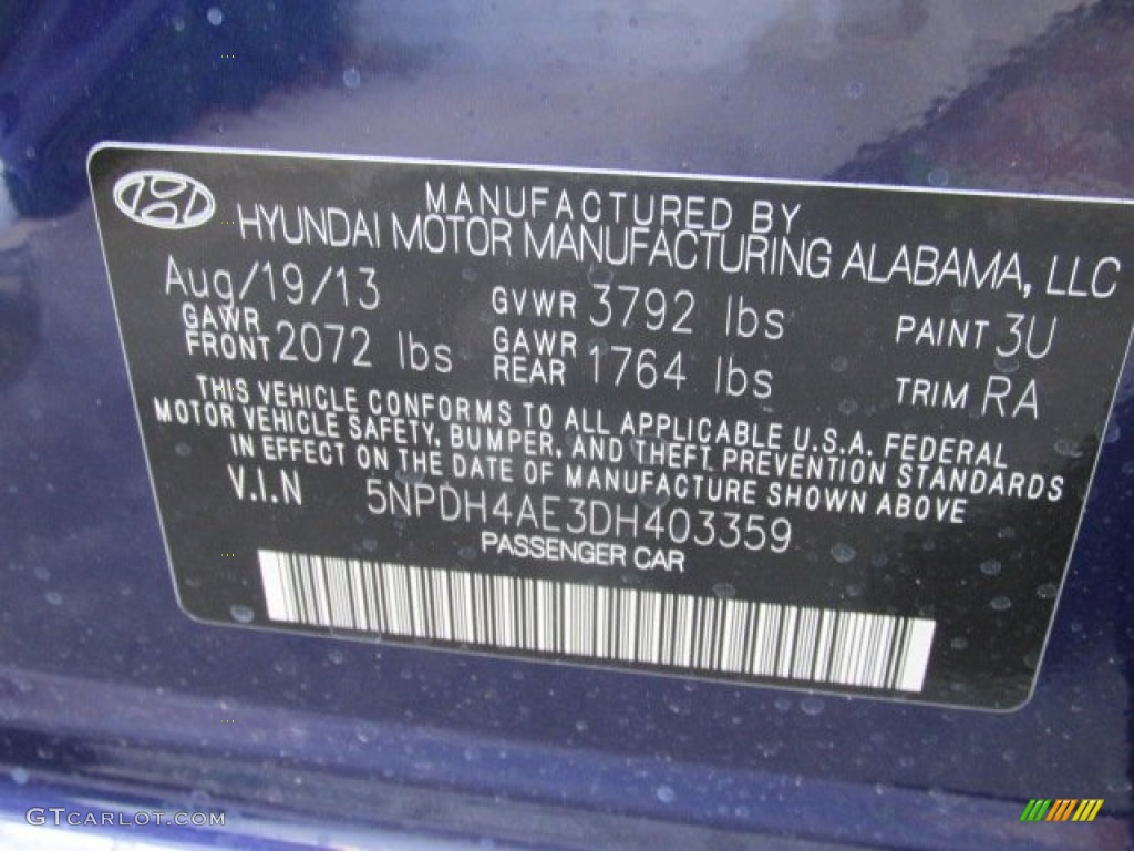 2013 Elantra GLS - Indigo Night / Gray photo #15