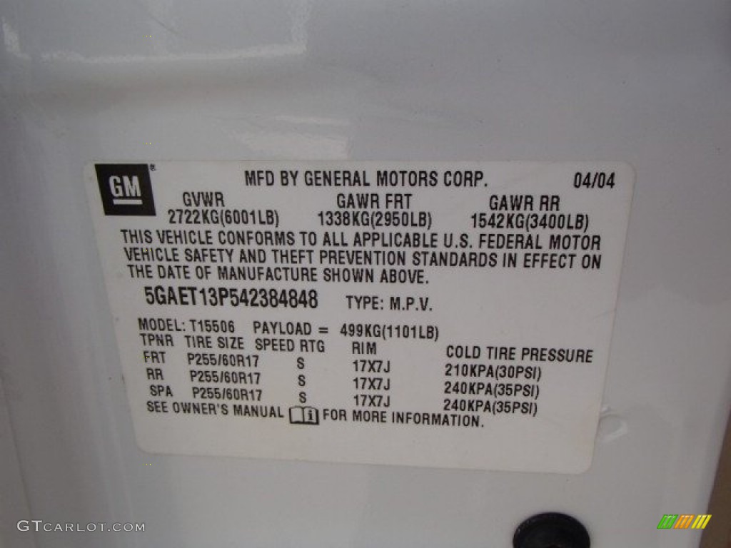 2004 Rainier CXL AWD - Olympic White / Light Cashmere photo #25