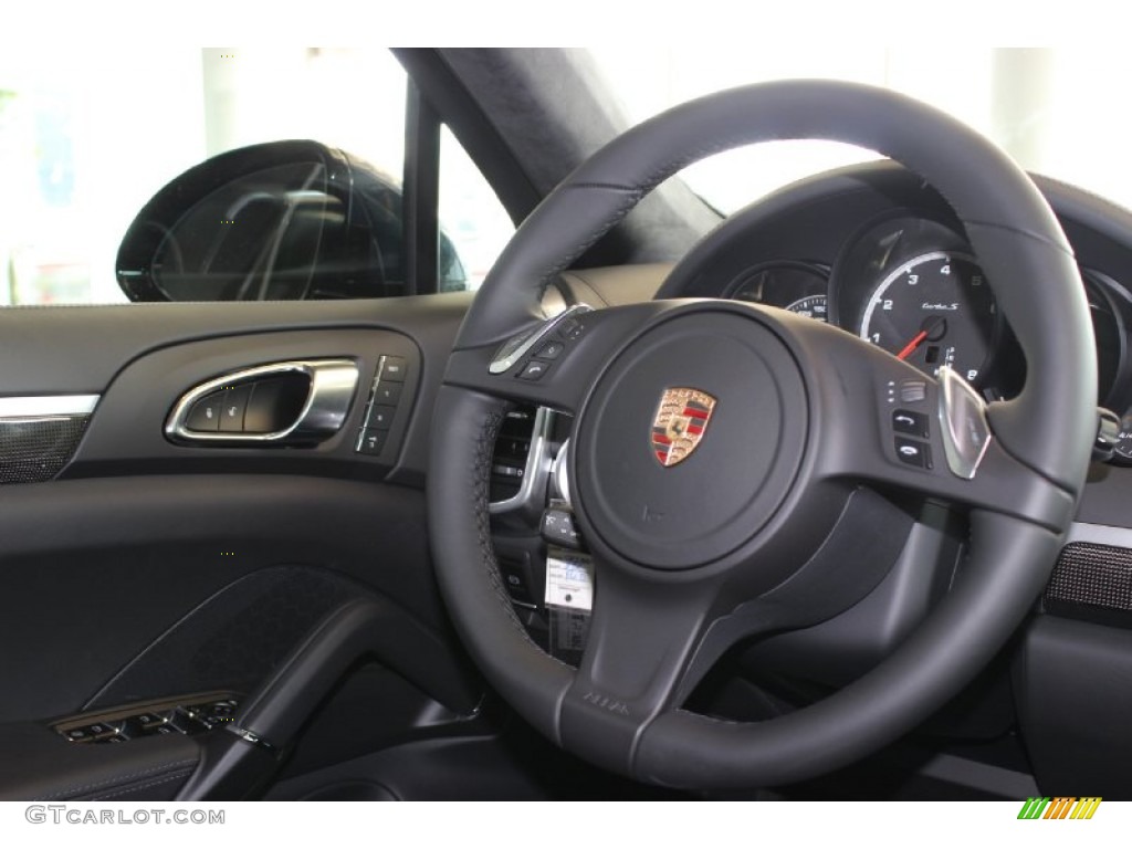 2014 Porsche Cayenne Turbo S Black Steering Wheel Photo #85403203