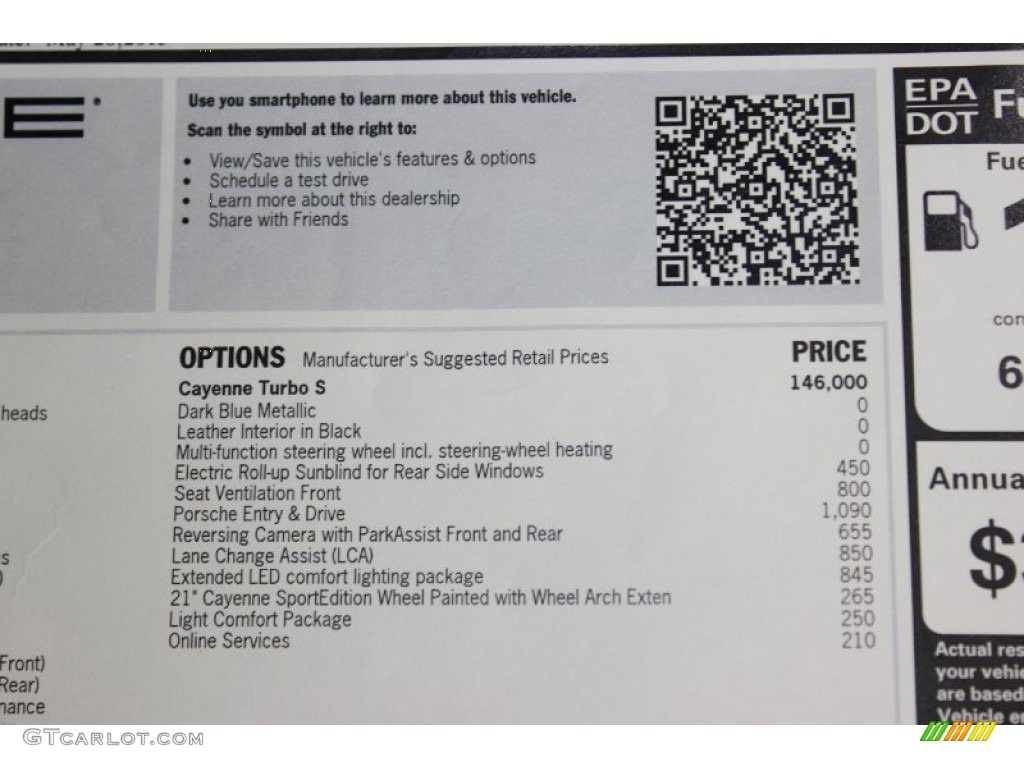 2014 Porsche Cayenne Turbo S Window Sticker Photo #85403281