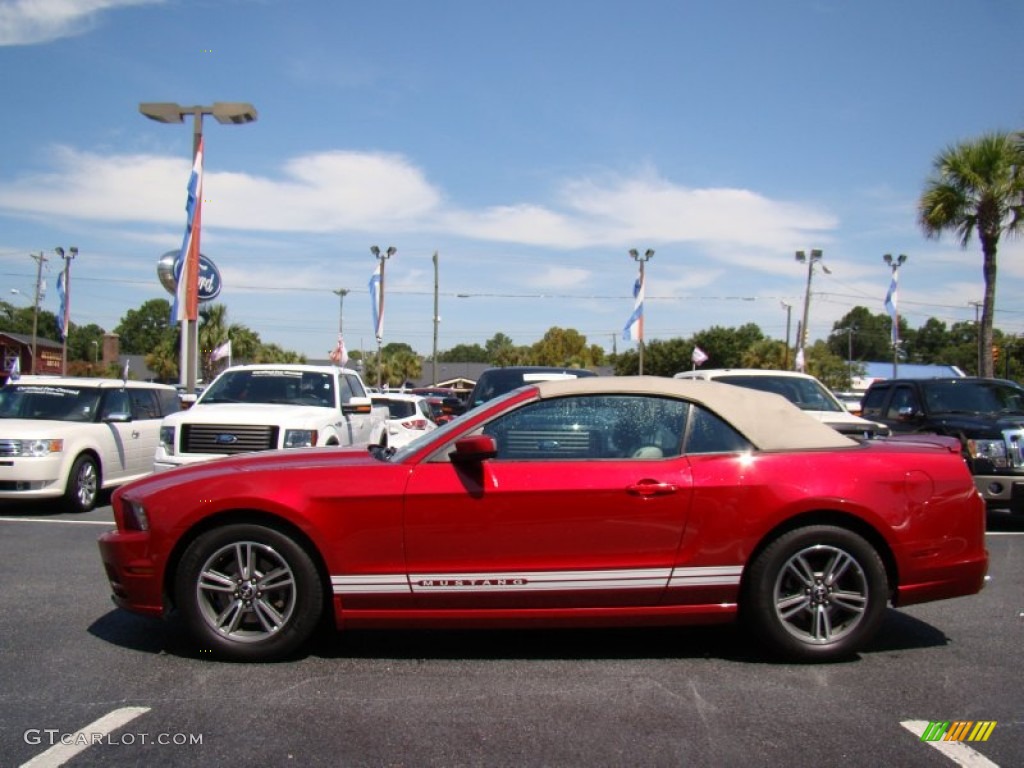 2013 Mustang V6 Premium Convertible - Red Candy Metallic / Stone photo #6