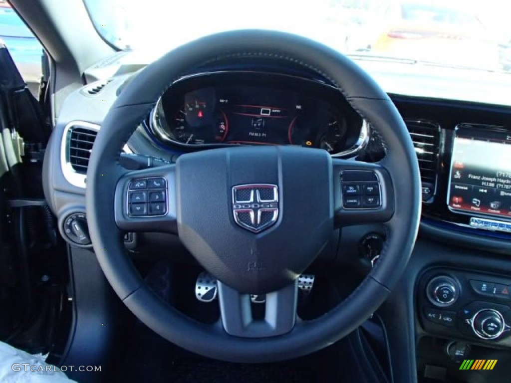 2013 Dodge Dart Mopar '13 Mopar '13 Black/Mopar Blue Steering Wheel Photo #85417446
