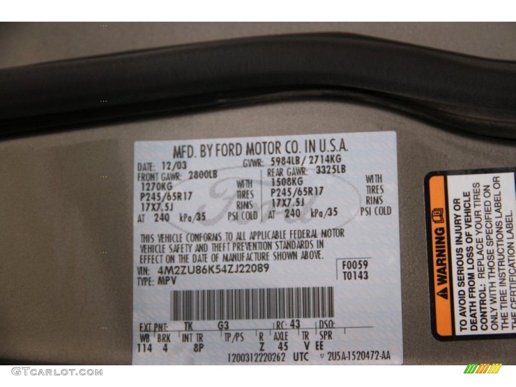 2004 Mountaineer AWD - Mineral Gray Metallic / Medium Dark Parchment photo #16