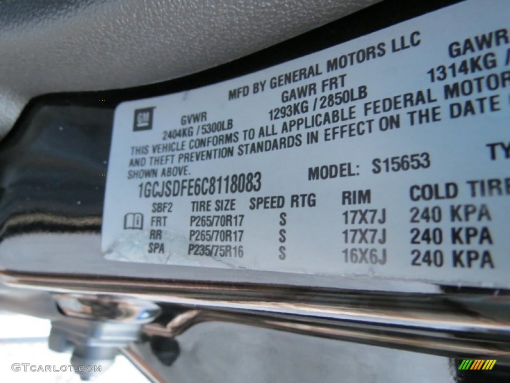 2012 Chevrolet Colorado LT Extended Cab Info Tag Photos