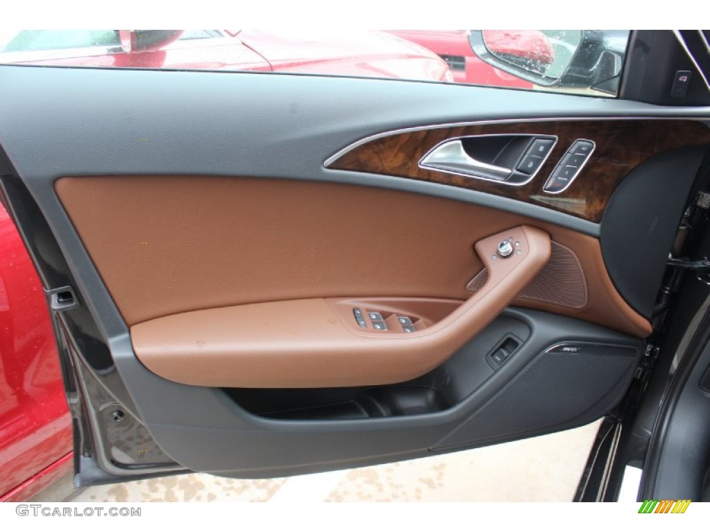 2014 Audi A6 2.0T Sedan Nougat Brown Door Panel Photo #85432092