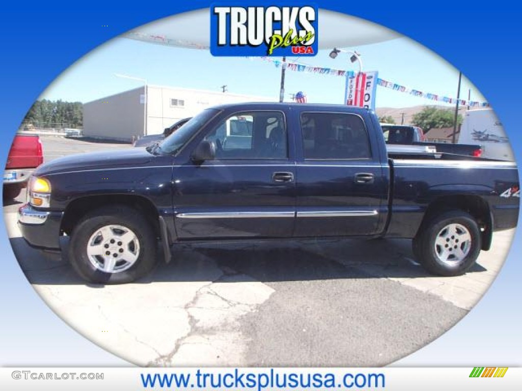 2006 Sierra 1500 SL Crew Cab 4x4 - Deep Blue Metallic / Dark Pewter photo #1