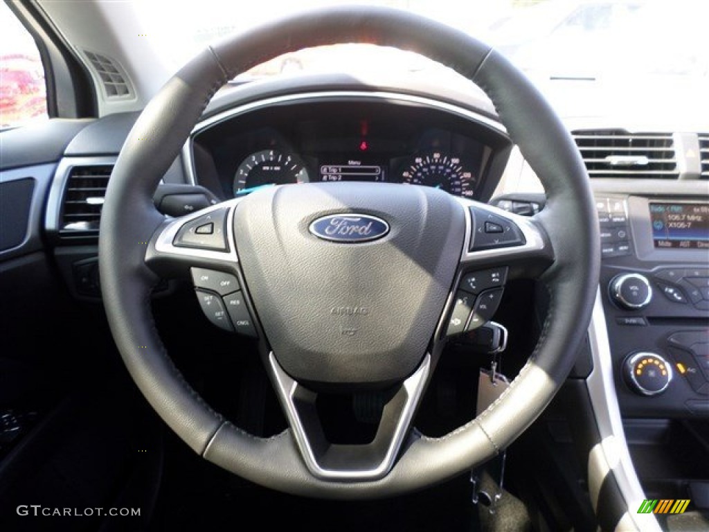 2014 Ford Fusion SE EcoBoost Charcoal Black Steering Wheel Photo #85435146