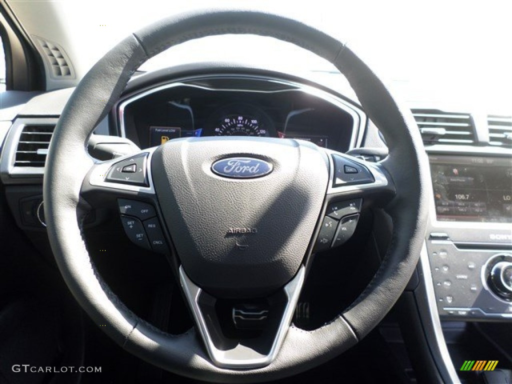 2014 Ford Fusion Titanium Charcoal Black Steering Wheel Photo #85436256