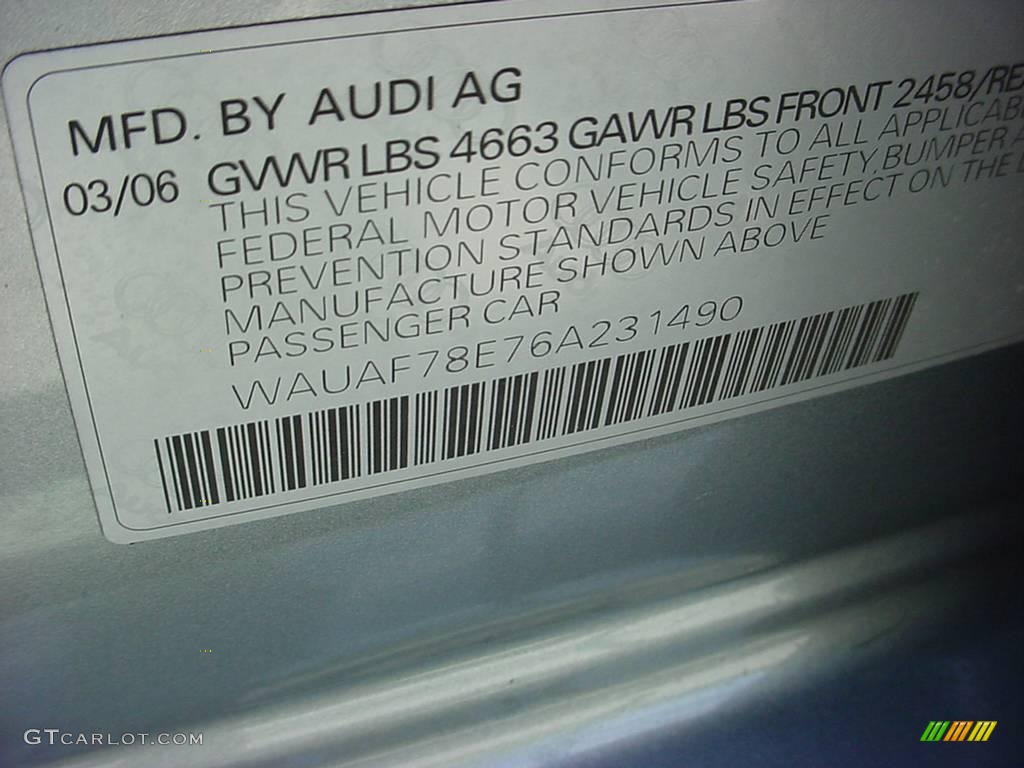 2006 A4 2.0T Sedan - Quartz Gray Metallic / Platinum photo #18