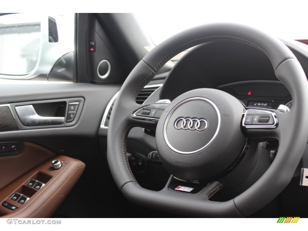 2014 Audi SQ5 Prestige 3.0 TFSI quattro Chestnut Brown Steering Wheel Photo #85441557