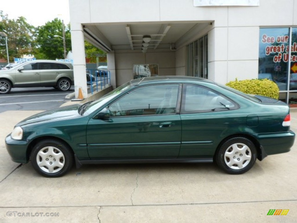 2000 Civic EX Coupe - Clover Green Pearl / Dark Gray photo #2