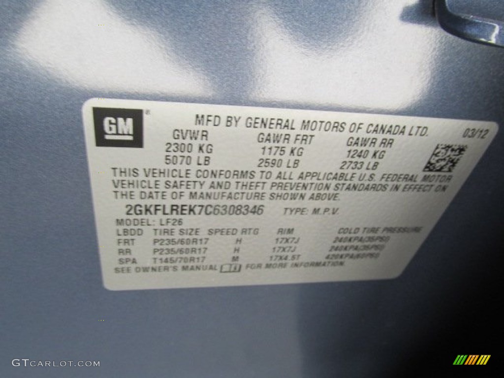 2012 Terrain SLE AWD - Steel Blue Metallic / Jet Black photo #24