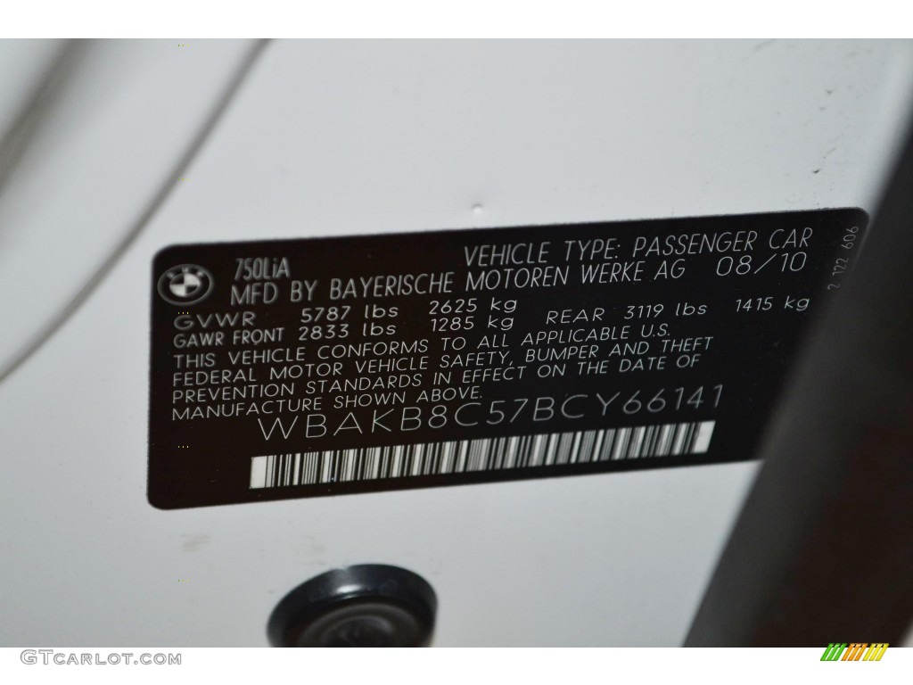 2011 7 Series 750Li Sedan - Mineral White Metallic / Oyster/Black Nappa Leather photo #10