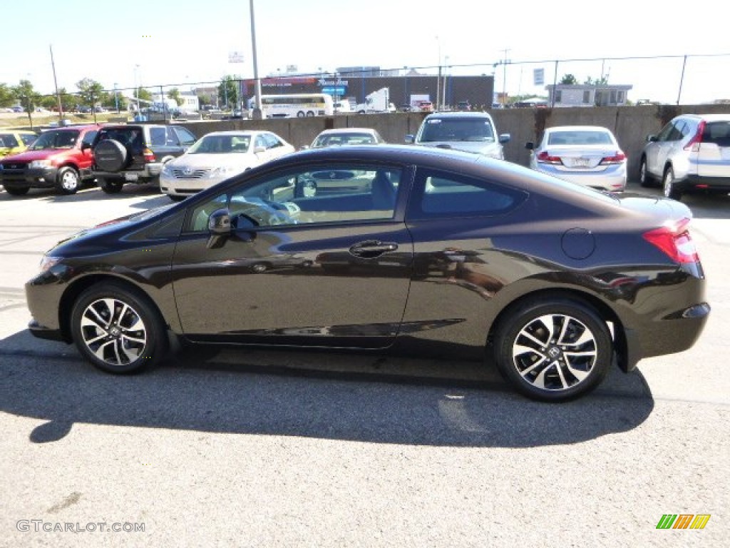 2013 Civic EX-L Coupe - Kona Coffee Metallic / Black photo #6