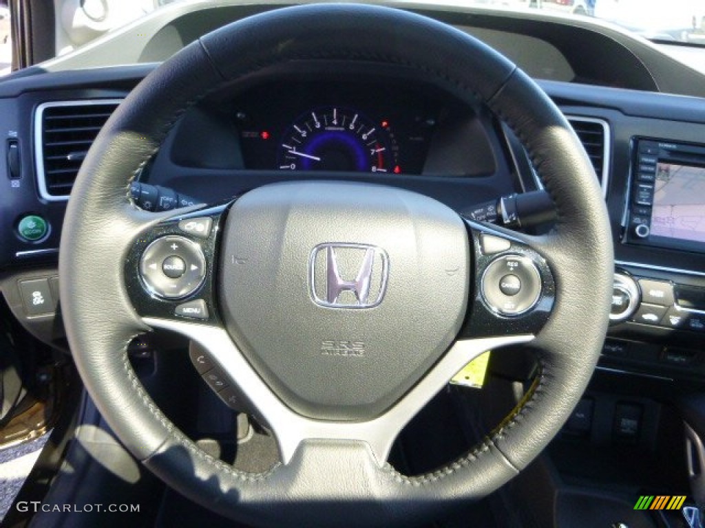 2013 Honda Civic EX-L Coupe Black Steering Wheel Photo #85457199
