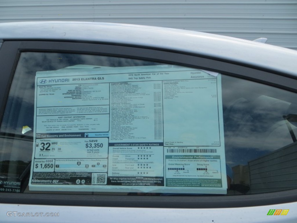 2013 Elantra GLS - Shimmering Air Silver / Gray photo #19
