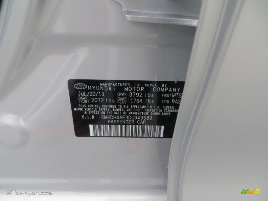 2013 Elantra GLS - Shimmering Air Silver / Gray photo #23