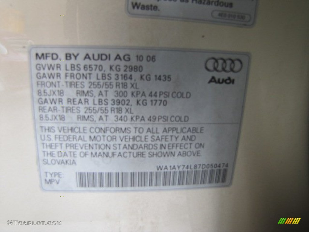 2007 Q7 3.6 quattro - Bahia Beige Metallic / Cardamom Beige photo #57