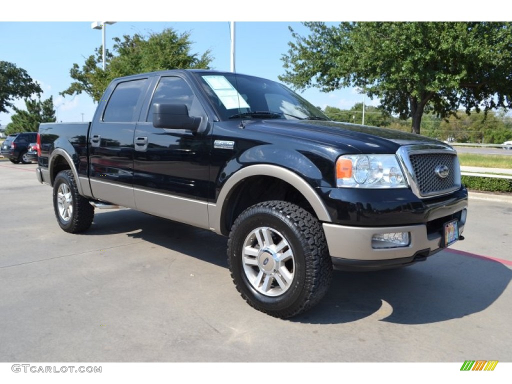 2005 F150 Lariat SuperCrew 4x4 - Black / Black photo #7