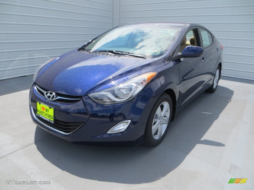 2013 Elantra GLS - Indigo Night / Beige photo #8