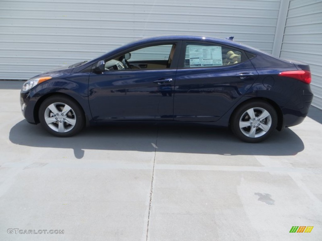2013 Elantra GLS - Indigo Night / Beige photo #13