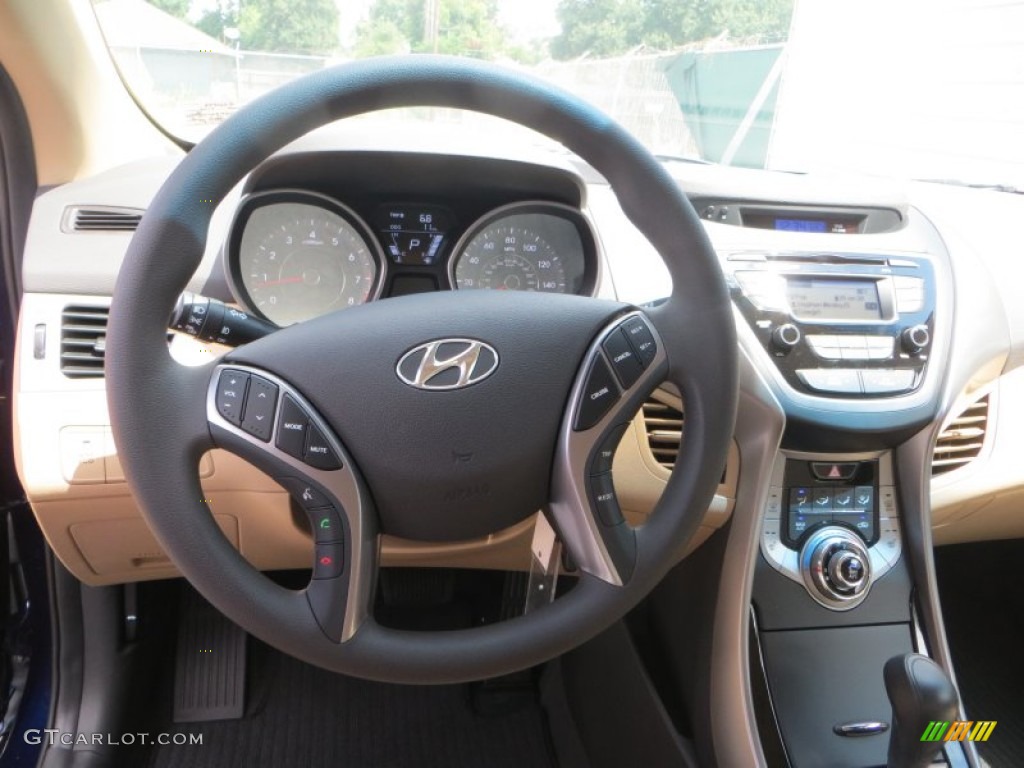 2013 Elantra GLS - Indigo Night / Beige photo #27