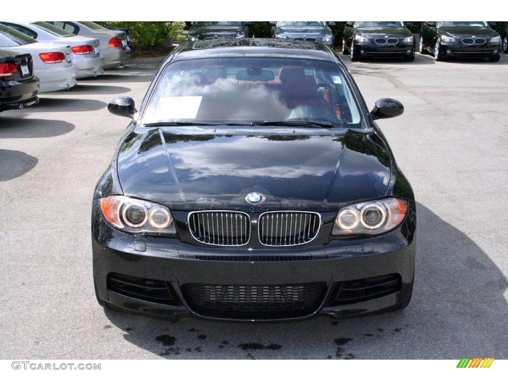 2008 1 Series 135i Coupe - Black Sapphire Metallic / Coral Red photo #2