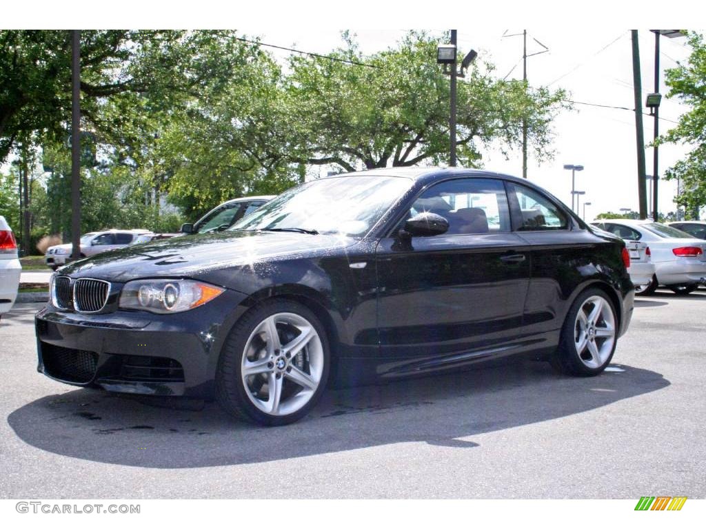 2008 1 Series 135i Coupe - Black Sapphire Metallic / Coral Red photo #3