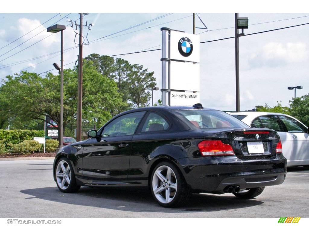 2008 1 Series 135i Coupe - Black Sapphire Metallic / Coral Red photo #5