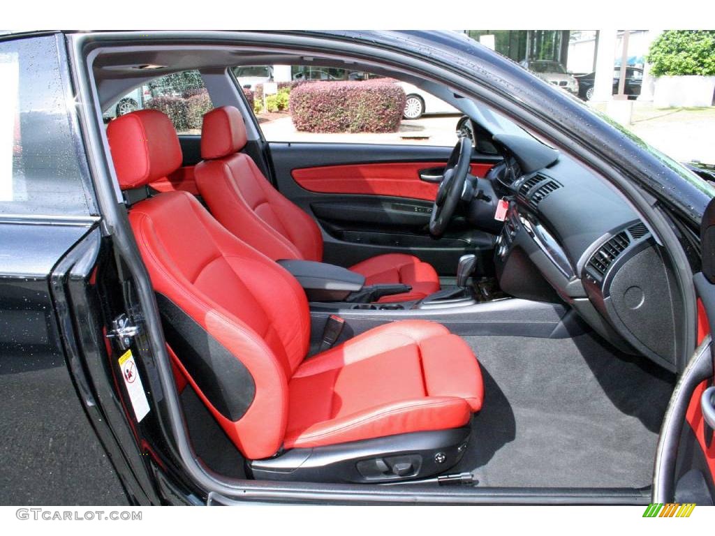 2008 1 Series 135i Coupe - Black Sapphire Metallic / Coral Red photo #12