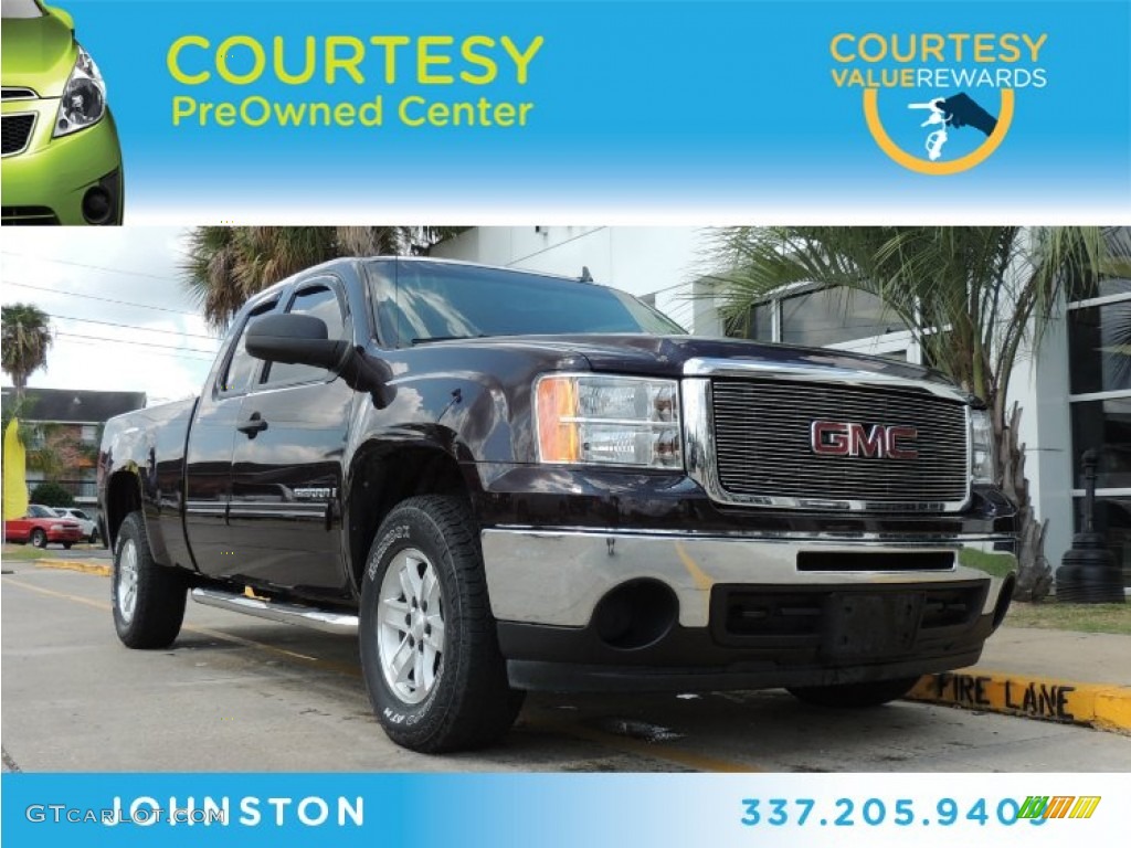 2009 Sierra 1500 SLE Extended Cab - Dark Crimson Metallic / Ebony photo #1