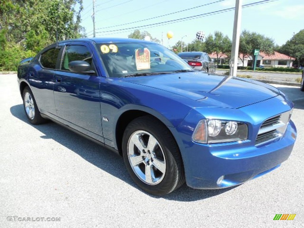 2009 Charger SXT - Deep Water Blue Pearl / Dark Slate Gray photo #10
