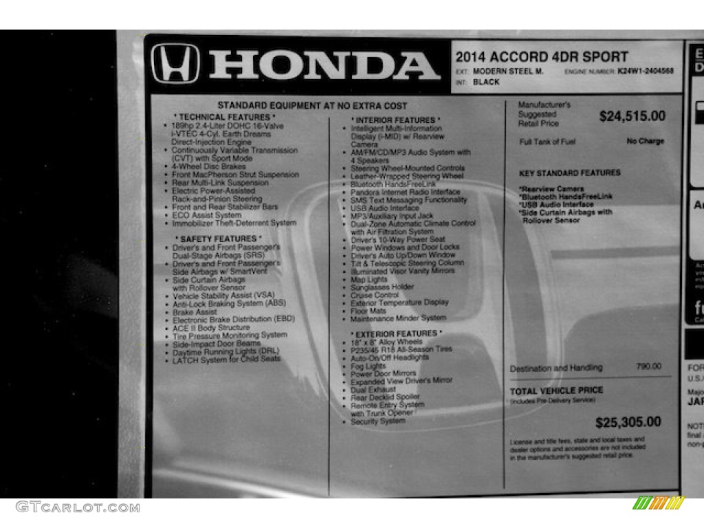 2014 Honda Accord Sport Sedan Window Sticker Photo #85483997
