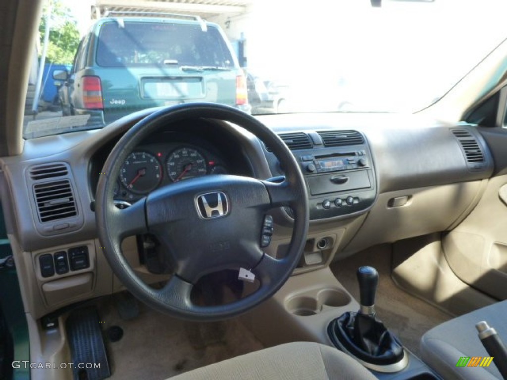 2001 Honda Civic EX Sedan Beige Dashboard Photo #85485713