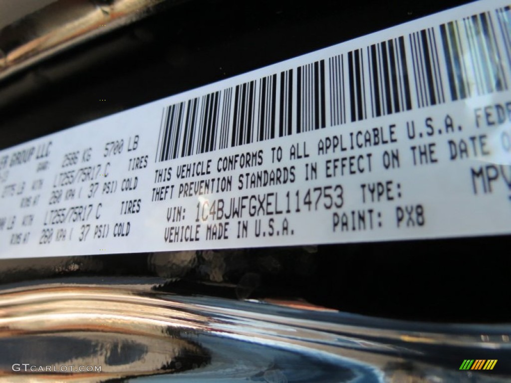 2014 Wrangler Unlimited Color Code PX8 for Black Photo #85489046