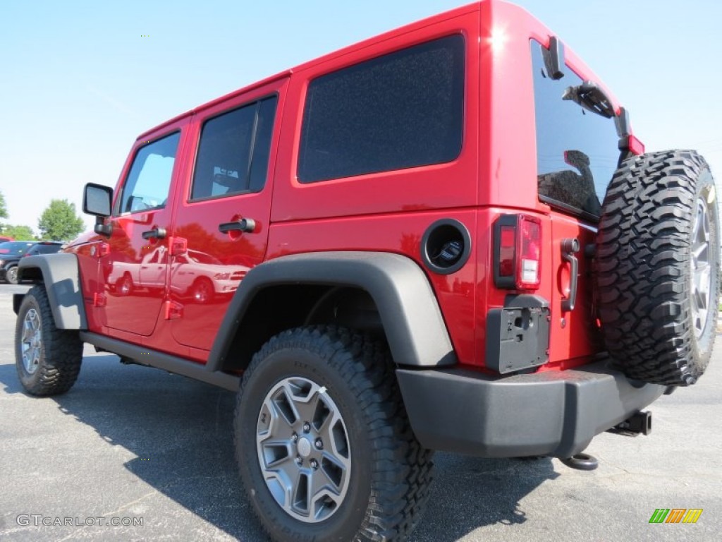 Flame Red 2014 Jeep Wrangler Unlimited Rubicon 4x4 Exterior Photo #85489895