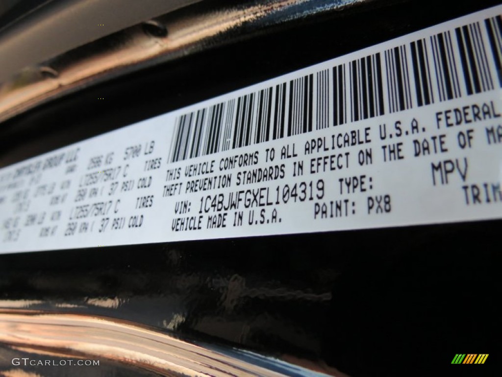 2014 Wrangler Unlimited Color Code PX8 for Black Photo #85491584