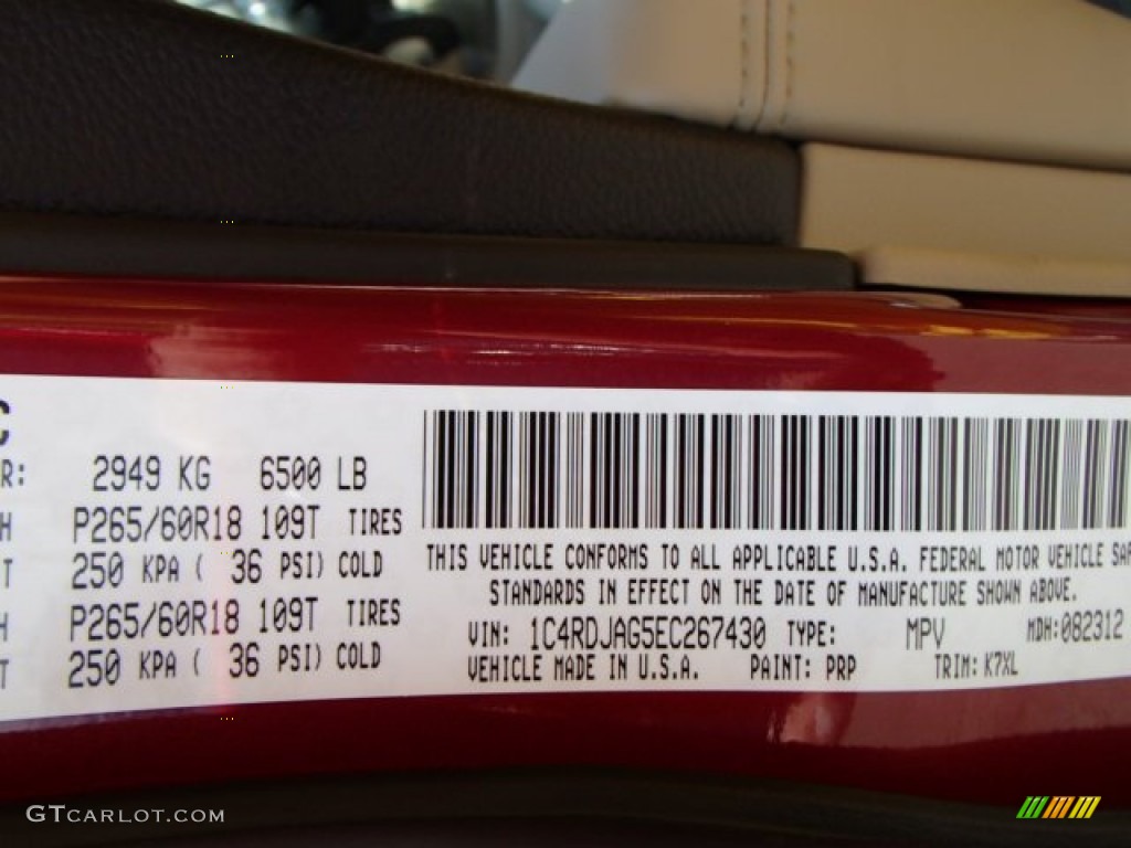 2014 Durango Color Code PRP for Deep Cherry Red Crystal Pearl Photo #85502111
