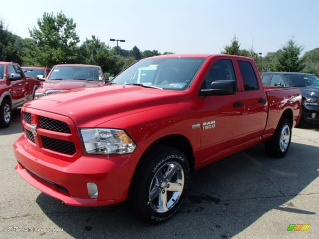 2014 1500 Express Quad Cab 4x4 - Flame Red / Black/Diesel Gray photo #2