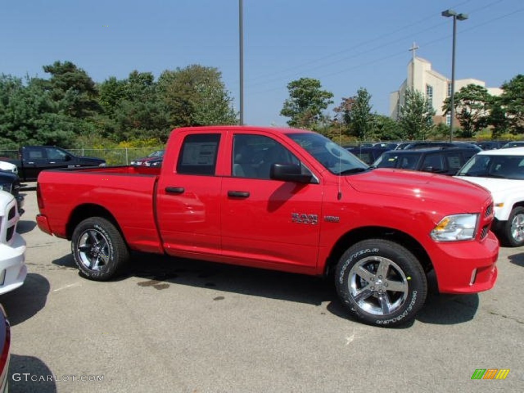 2014 1500 Express Quad Cab 4x4 - Flame Red / Black/Diesel Gray photo #5