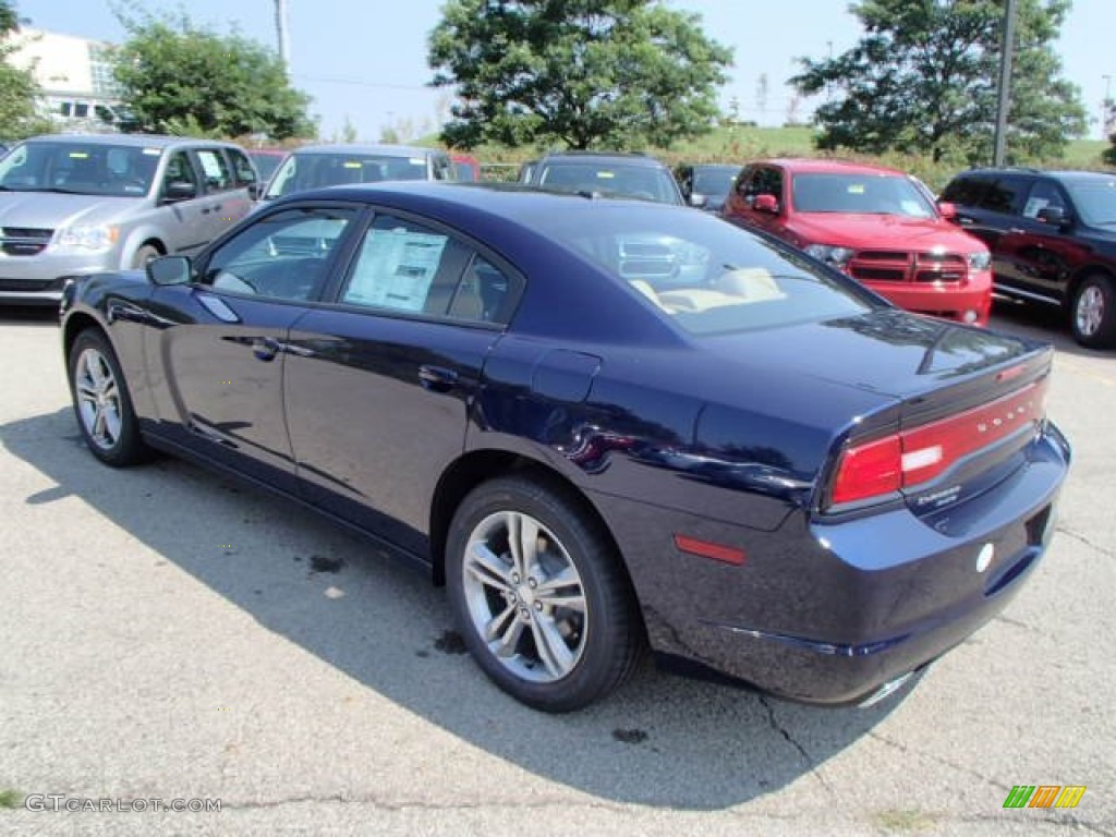 2014 Charger SXT Plus AWD - Jazz Blue Pearl / Black/Tan photo #8