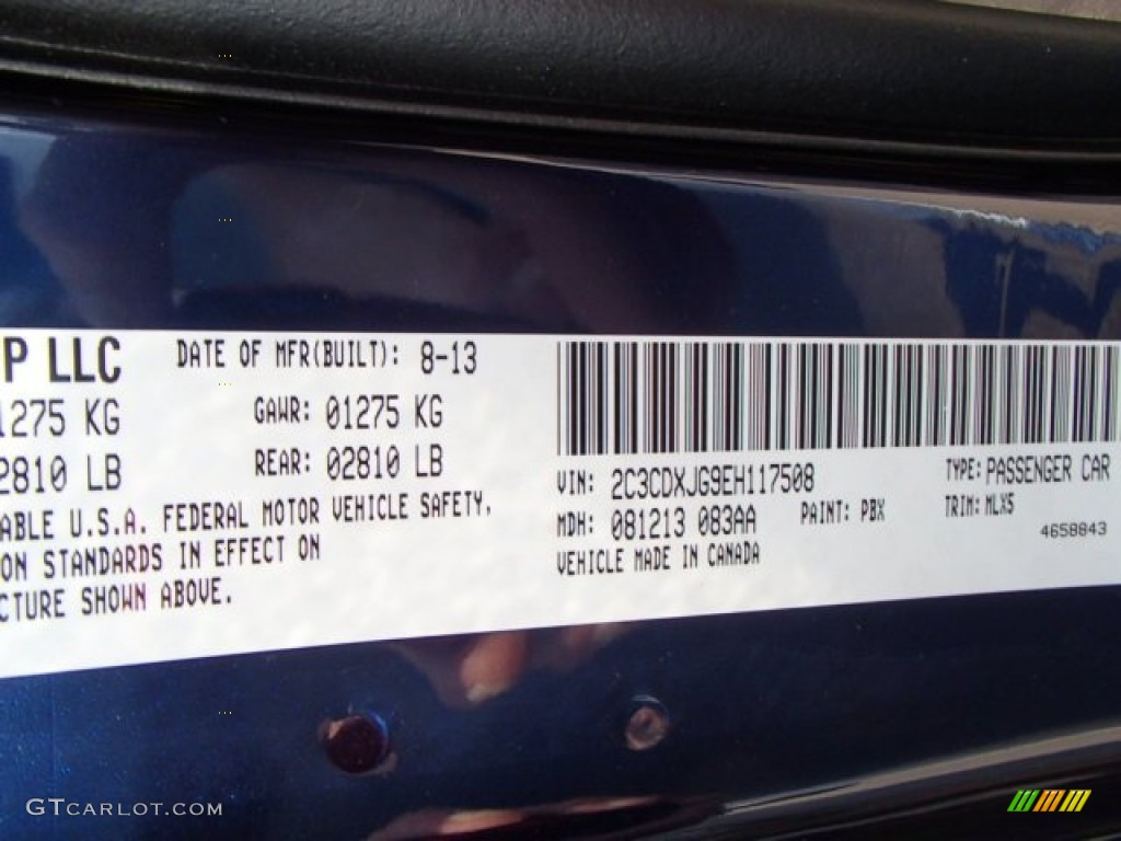 2014 Dodge Charger SXT Plus AWD Color Code Photos