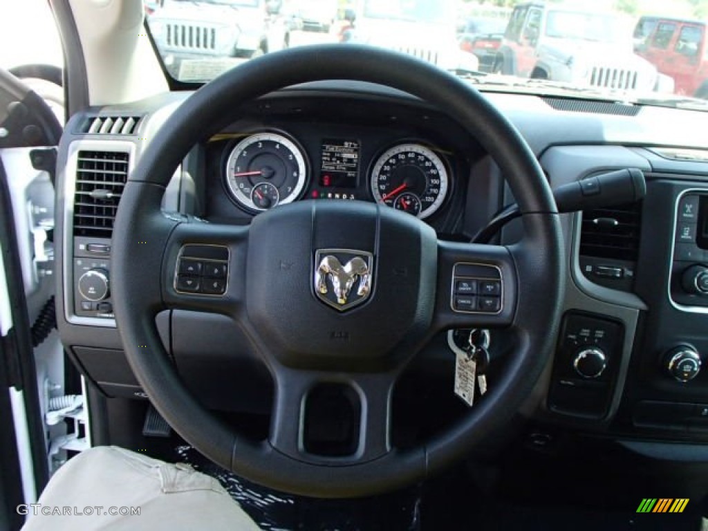 2014 Ram 1500 Express Quad Cab 4x4 Black/Diesel Gray Steering Wheel Photo #85504343