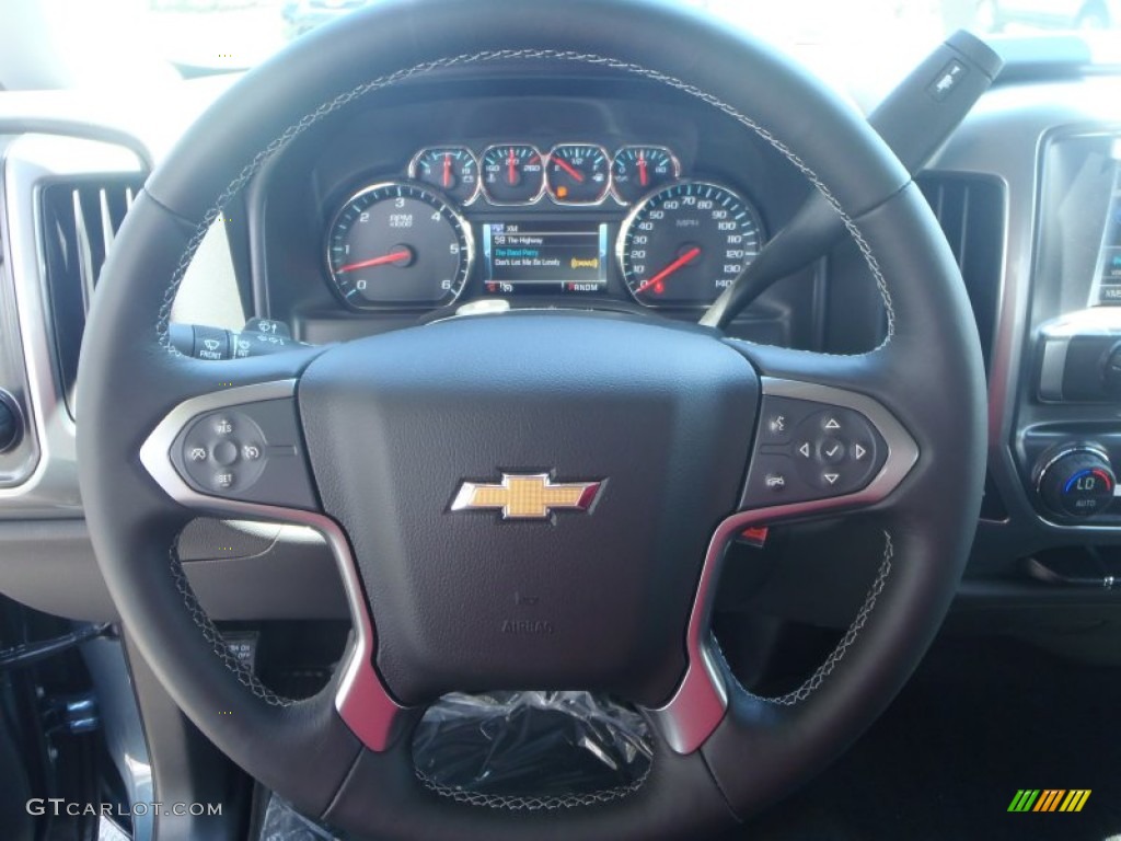 2014 Chevrolet Silverado 1500 LT Double Cab Jet Black Steering Wheel Photo #85507664