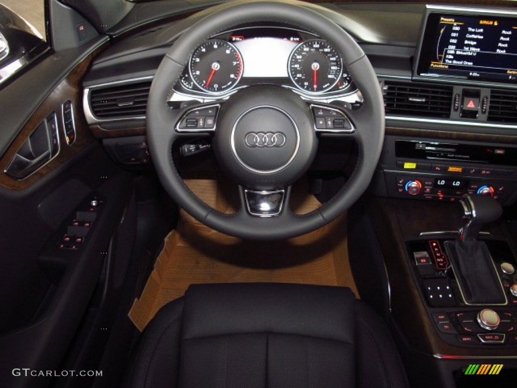 2014 Audi A7 3.0T quattro Prestige Black Steering Wheel Photo #85509842