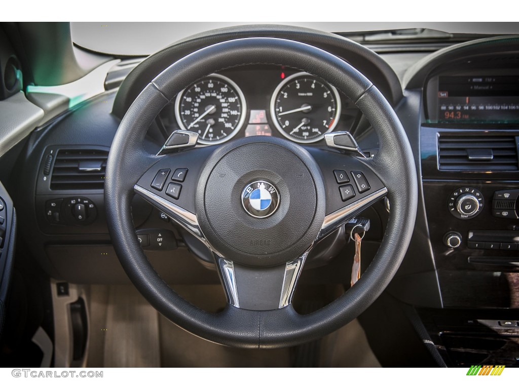 2008 BMW 6 Series 650i Convertible Cream Beige Steering Wheel Photo #85514687