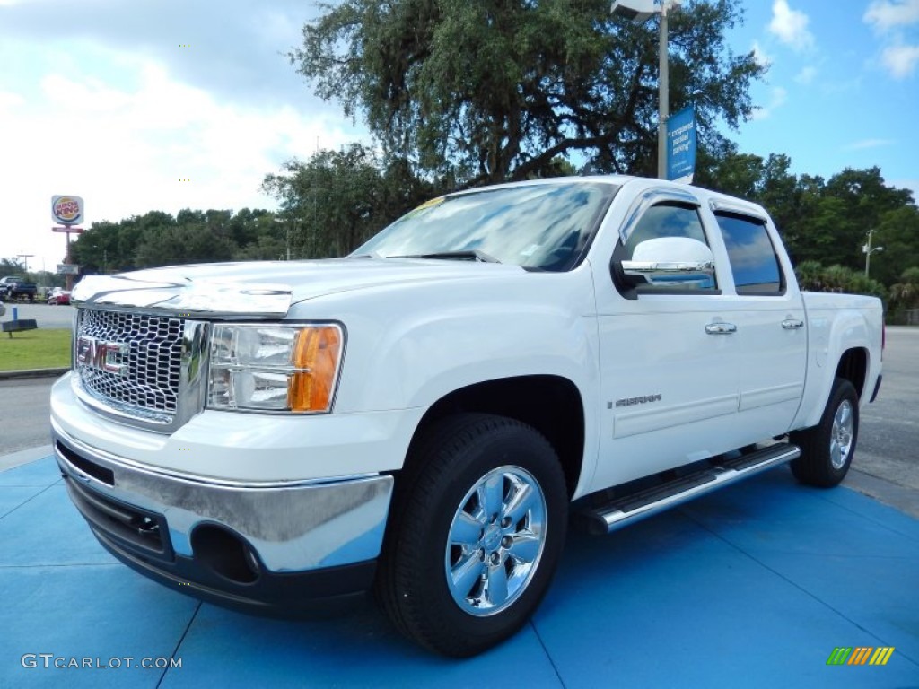 2009 Sierra 1500 SLT Crew Cab - White Diamond Tricoat / Cocoa/Light Cashmere photo #1