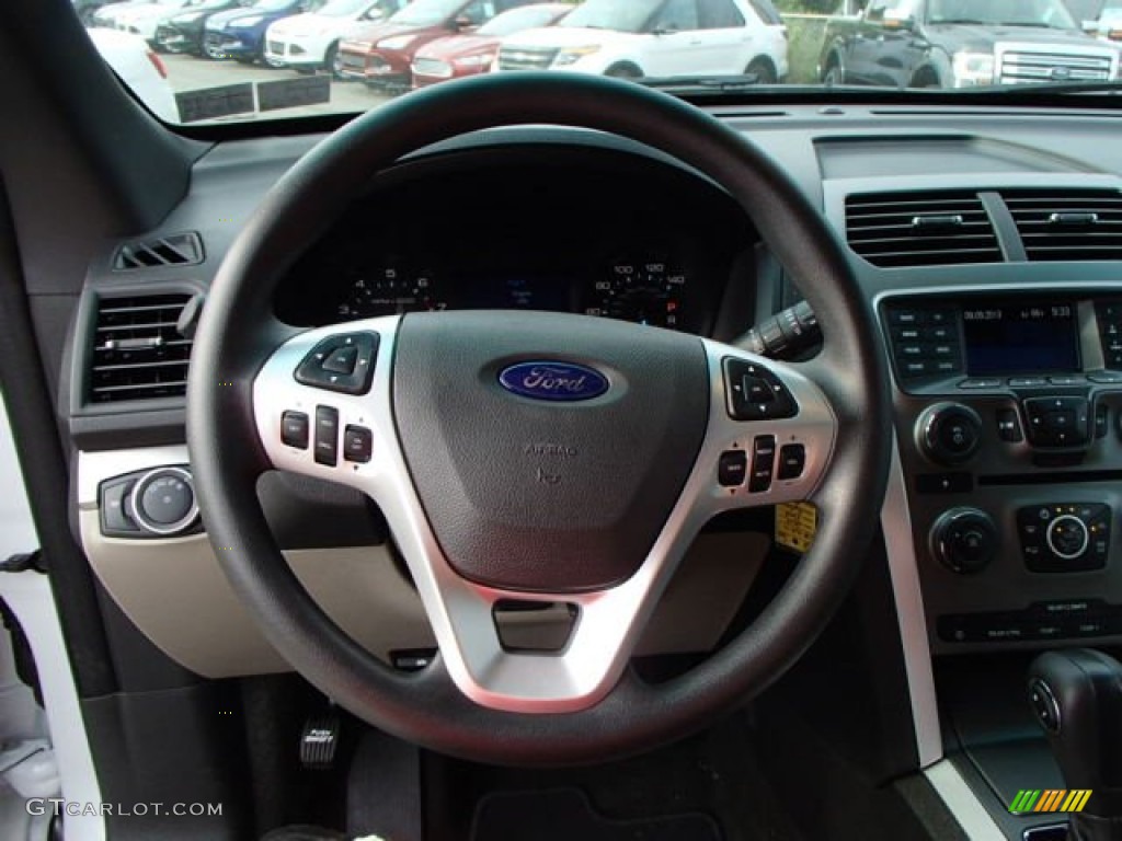 2014 Ford Explorer 4WD Medium Light Stone Steering Wheel Photo #85517933