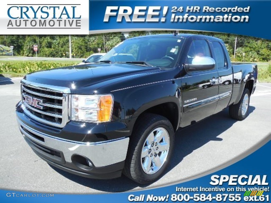 2012 Sierra 1500 SLE Extended Cab - Carbon Black Metallic / Dark Titanium/Light Titanium photo #1