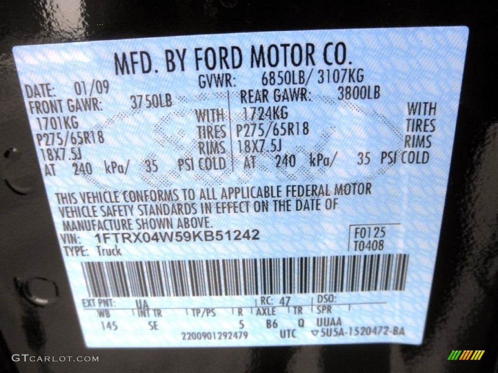 2009 F150 Color Code UA for Black Photo #85520978